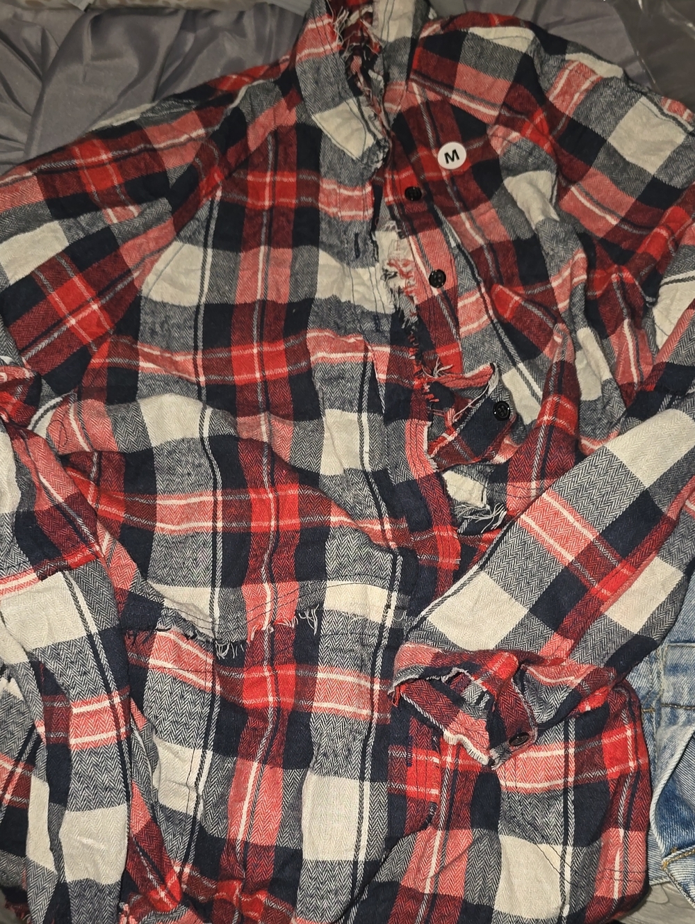 Women’s Red Navy Plaid Button-Up Jacket